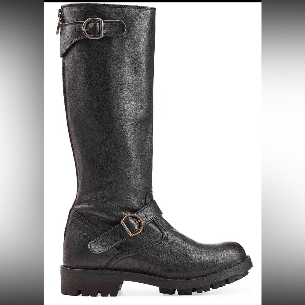 Fiorentini + Baker Jules Jade Leather Knee High Moto Riding Boots Black US 6